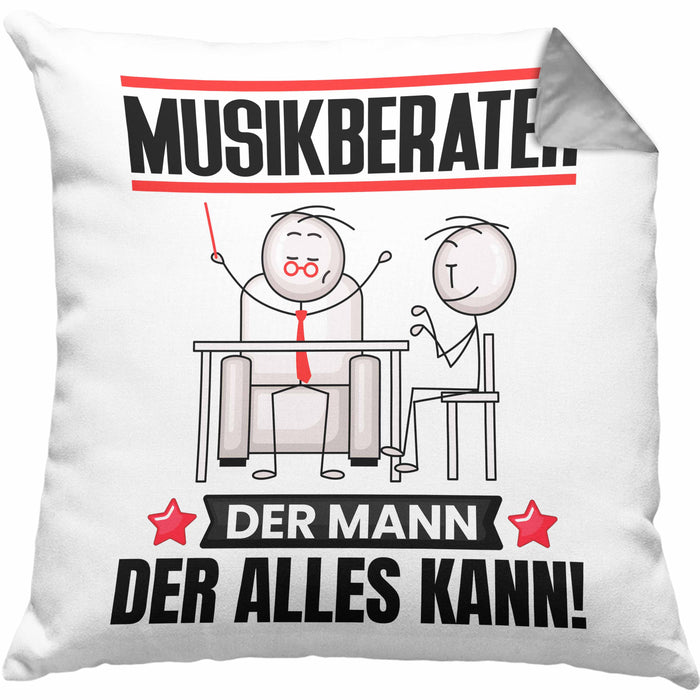 Musikberater Kissen mit Füllung 40x40 Geschenk für Musikberater Der Mann Der Alles Kann Geschenkidee zum Geburtstag (Grau) Grau Trendation