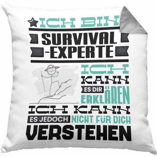 Survival-Experte Geschenk Kaffee-Kissen mit Füllung 40x40 Geschenkidee für Survival-Experte Ich Bin Survival-Experte Ich Kann Es Dir Erklären Jedoch Nicht Für Dich Verstehen Spruch Lustig (Grau) Grau Trendation