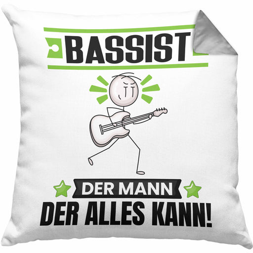Bassist Kissen mit Füllung 40x40 Geschenk für Bassist Der Mann Der Alles Kann Geschenkidee zum Geburtstag (Grau) Grau Trendation