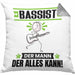 Bassist Kissen mit Füllung 40x40 Geschenk für Bassist Der Mann Der Alles Kann Geschenkidee zum Geburtstag (Grau) Grau Trendation