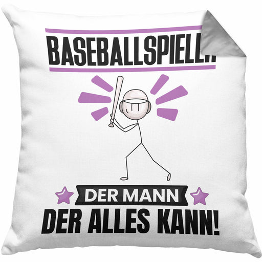 Baseballspieler Kissen mit Füllung 40x40 Geschenk für Baseballspieler Der Mann Der Alles Kann Geschenkidee zum Geburtstag (Grau) Grau Trendation