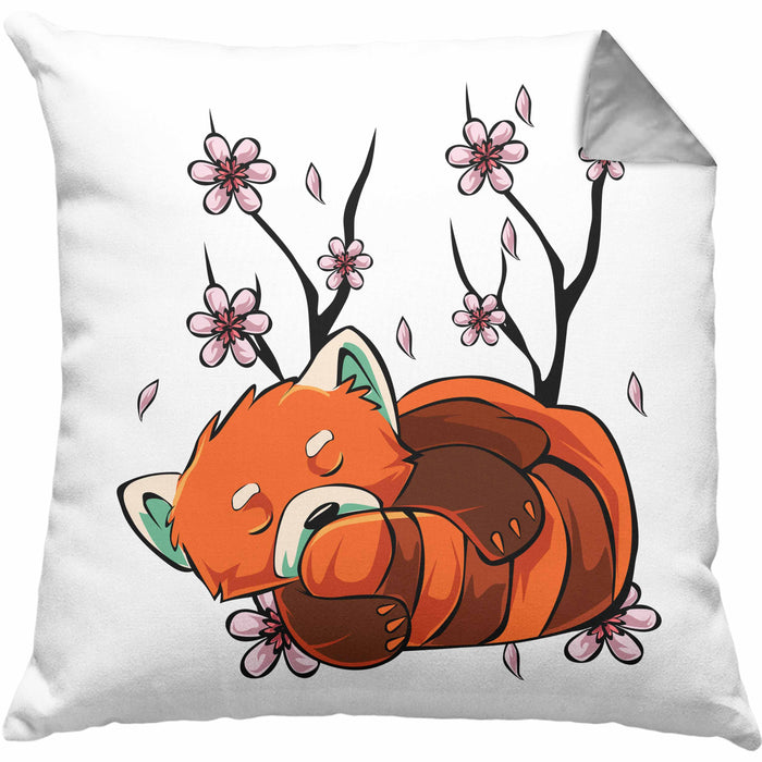 Lustige Roter Panda Kissen mit Füllung 40x40 - Ein süßes Geschenk für Panda-Liebhaber (Grau) Grau Trendation