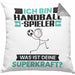 Handballspieler Kissen mit Füllung 40x40 Geschenk für Handballspieler Geburtstag Lustiger Spruch Was Ist Deine Superkraft (Grau) Grau Trendation