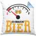Kissen mit Füllung 40x40 Ich Brauche Bier Lustiges Biertrinker Party Geschenk (Grau) Blau Trendation