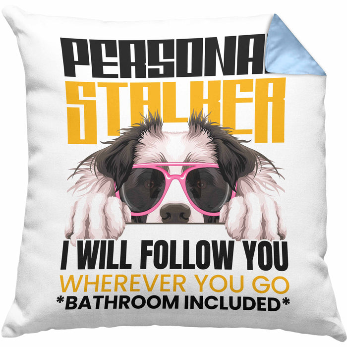 Border Collies Besitzerin Kissen mit Füllung 40x40 Geschenk Lustiger Spruch Geschenkidee Personal Stalker (Grau) Blau Trendation