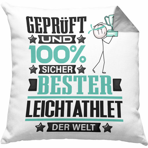 Leichtathlet Geschenk Lustiger Spruch für Leichtathlet Geschenkidee Bester Leichtathlet Der WeltKissen mit Füllung 40x40 (Grau) Grau Trendation