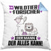Wildtierforscher Kissen mit Füllung 40x40 Geschenk für Wildtierforscher Der Mann Der Alles Kann Geschenkidee zum Geburtstag (Grau) Blau Trendation