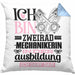 Zweiradmechanikerin Ausbildung Start Geschenk Kissen mit Füllung 40x40 Ich Bin Zweiradmechanikerin In Der Ausbildung Ich Darf Das Geschenkidee (Grau) Blau Trendation