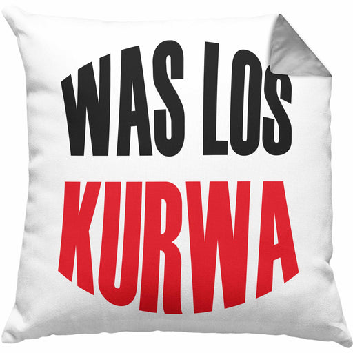 Lustige Kissen mit Füllung 40x40 Spruch "Was Los Kurwa" Polen Polnisches Geschenk (Grau) Grau Trendation