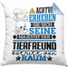 Tierfreund Geschenk Kissen mit Füllung 40x40 Lustiger Spruch Erheben Sie Sich Der Tierfreund Betritt den Raum (Grau) Blau Trendation