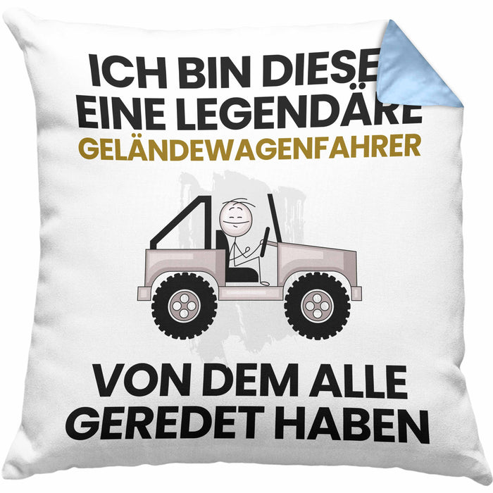 Geländewagenfahrer Geschenk Kissen mit Füllung 40x40 Lustige Geschenkidee Geburtstag für Geländewagenfahrer Ich Bin Dieser Legendäre Geländewagenfahrer Von Dem Alle Geredet Haben (Grau) Blau Trendation