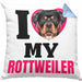 Rottweiler Besitzerin Kissen mit Füllung 40x40 Geschenk Lustiger Spruch Geschenkidee I Love My Rottweiler (Grau) Blau Trendation