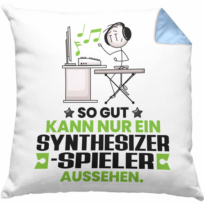 Synthesizer-Spieler Geschenk Kissen mit Füllung 40x40 So Gut Kann Nur Ein Synthesizer-Spieler Aussehen Geschenkidee (Grau) Blau Trendation
