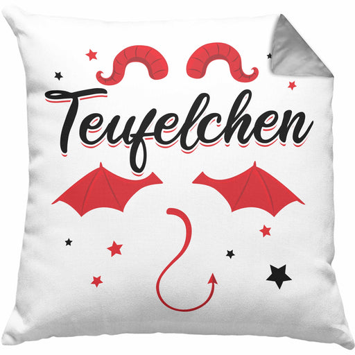 Teufelchen Kissen mit Füllung 40x40 Geschenk für Frauen Teufel (Grau) Grau Trendation