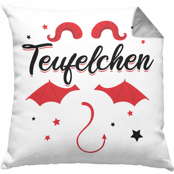 Teufelchen Kissen mit Füllung 40x40 Geschenk für Frauen Teufel (Grau) Grau Trendation