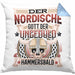 Der Nordische Gott Der Ungeduld Hammersbald Kissen mit Füllung 40x40 Geschenk Niedersachen Norddeutsch Gag Joke Spaß (Grau) Blau Trendation