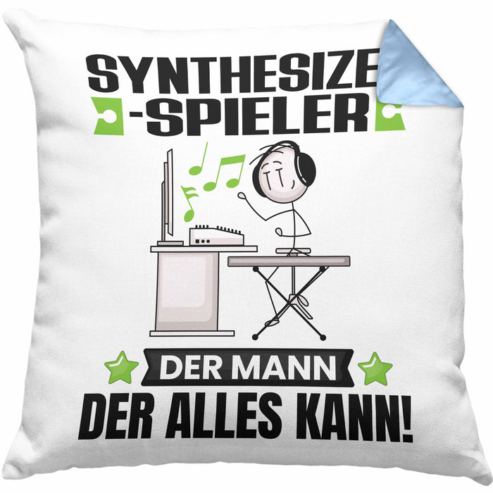 Synthesizer-Spieler Kissen mit Füllung 40x40 Geschenk für Synthesizer-Spieler Der Mann Der Alles Kann Geschenkidee zum Geburtstag (Grau) Blau Trendation