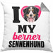 Berner Sennen Besitzerin Kissen mit Füllung 40x40 Geschenk Lustiger Spruch Geschenkidee I Love My Berner Sennen (Grau) Grau Trendation