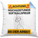 Softballspieler Kissen mit Füllung 40x40 Geschenk Lustiger Spruch Geschenkidee für Softballspieler Achtung Hochleistungs Softballspieler Bei Der Arbeit (Grau) Blau Trendation