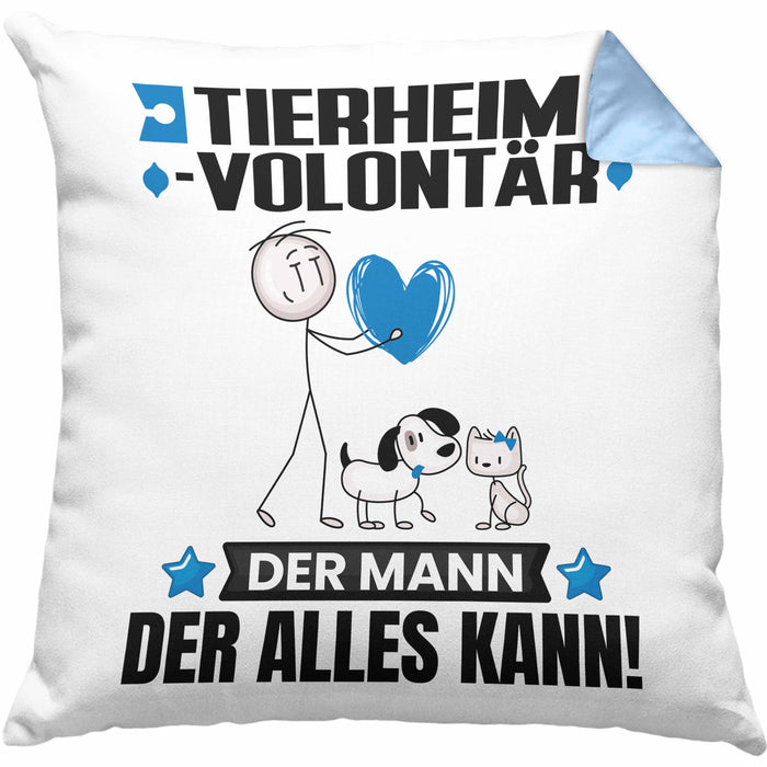 Tierheimvolontär Kissen mit Füllung 40x40 Geschenk für Tierheimvolontär Der Mann Der Alles Kann Geschenkidee zum Geburtstag (Grau) Blau Trendation