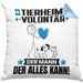 Tierheimvolontär Kissen mit Füllung 40x40 Geschenk für Tierheimvolontär Der Mann Der Alles Kann Geschenkidee zum Geburtstag (Grau) Blau Trendation