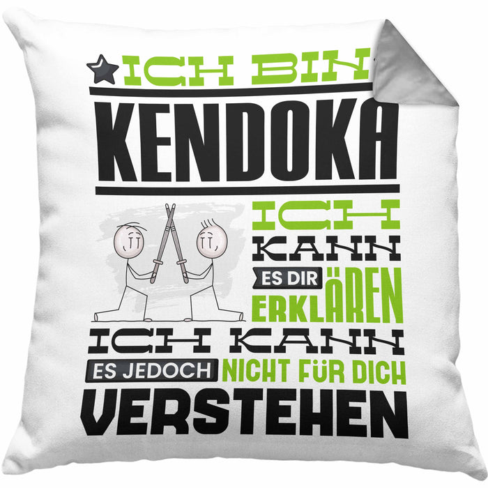 Kendoka Geschenk Kaffee-Kissen mit Füllung 40x40 Geschenkidee für Kendoka Ich Bin Kendoka Ich Kann Es Dir Erklären Jedoch Nicht Für Dich Verstehen Spruch Lustig (Grau) Grau Trendation