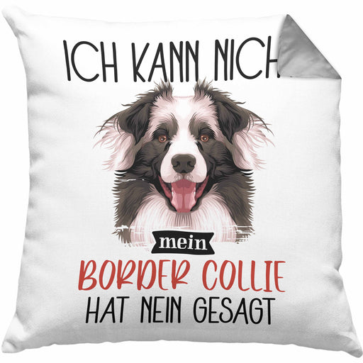 Border Collies Besitzer Kissen mit Füllung 40x40 Geschenk Lustiger Spruch Geschenkidee Ich Kann Nicht Mein Border Collies Hat Nein Gesagt (Grau) Grau Trendation