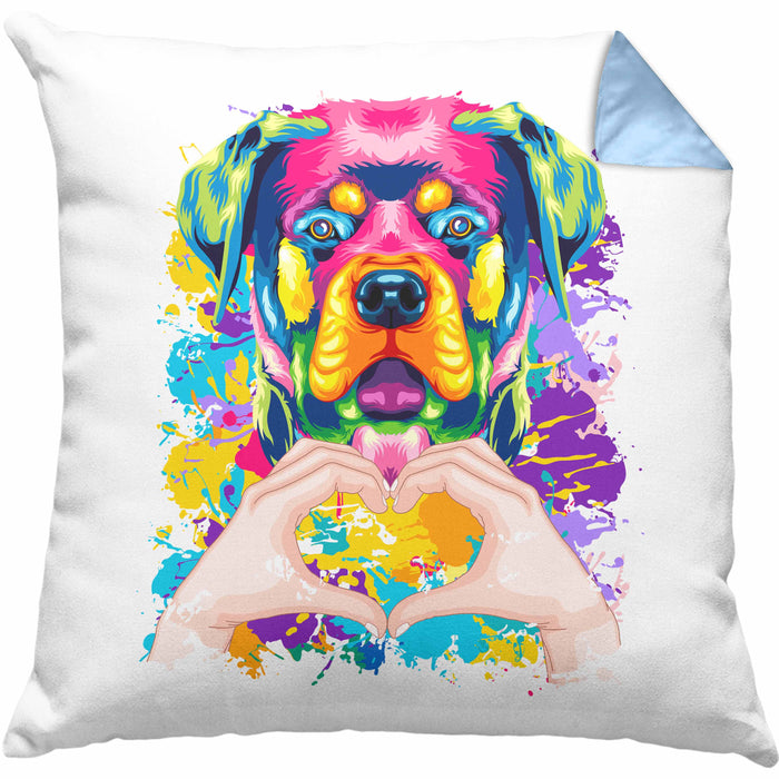 Rottweiler Besitzer Farbe Love Kissen mit Füllung 40x40 Geschenk Lustiger Spruch Geschenkidee Rottweiler Besitzerin (Grau) Blau Trendation