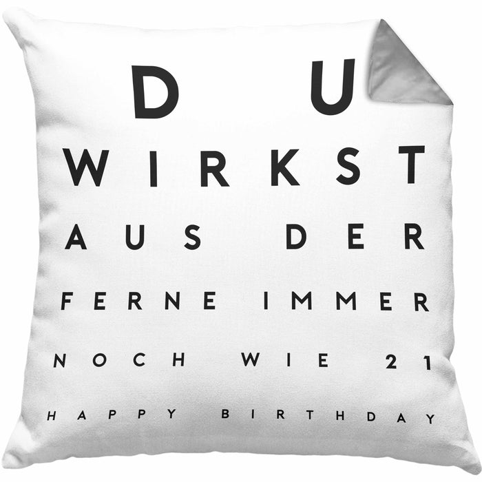 Happy Birthday Kissen mit Füllung 40x40 Du Wirst Aus Der Ferne Immer Noch Wie 21 Geburtstag Geschenkidee Männer Frauen Geschenk zum Geburtstag (Grau) Grau Trendation