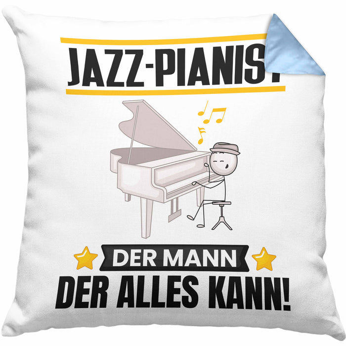 Jazz-Pianist Kissen mit Füllung 40x40 Geschenk für Jazz-Pianist Der Mann Der Alles Kann Geschenkidee zum Geburtstag (Grau) Blau Trendation