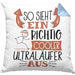 So Sieht Ein Richtig Cooler Ultraläufer Aus Kissen mit Füllung 40x40 Geschenk für Ultra Marathon Läufer Geburtstag Geschenkdiee (Grau) Blau Trendation