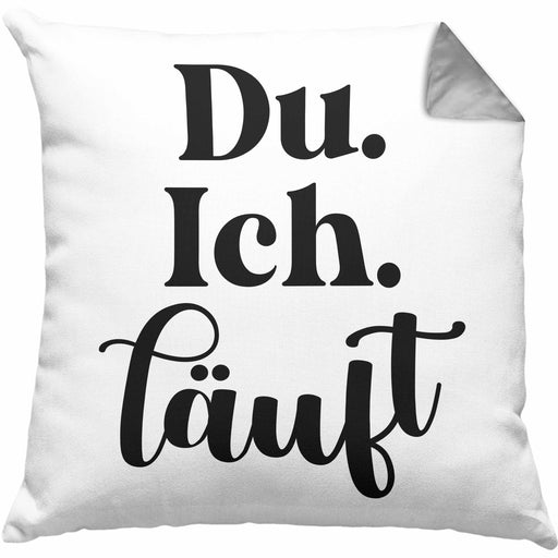Du Ich Läuft Kissen mit Füllung 40x40 Geschenk für Paare Freundin Freund Liebe Geschenkidee für Sie Ihn Partner (Grau) Grau Trendation