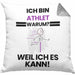Athlet Geschenk Kissen mit Füllung 40x40 Lustiger Spruch Ich Bin Athlet Warum Weil Ich Es Kann Geschenkidee Bester Athlet Geburtstag (Grau) Grau Trendation