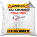 Posaunist Kissen mit Füllung 40x40 Geschenk Lustiger Spruch Geschenkidee für Posaunist Achtung Hochleistungs Posaunist Bei Der Arbeit (Grau) Grau Trendation