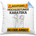 Karateka Kissen mit Füllung 40x40 Geschenk Lustiger Spruch Geschenkidee für Karateka Achtung Hochleistungs Karateka Bei Der Arbeit (Grau) Blau Trendation