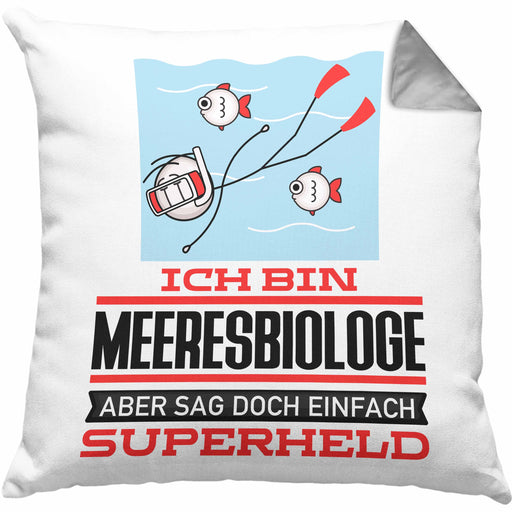 Meeresbiologe Geschenk Kissen mit Füllung 40x40 Ich Bin Meeresbiologe Aber Sag Doch Einfach Superheld Lustige Geschenkdiee für Meeresbiologe (Grau) Grau Trendation
