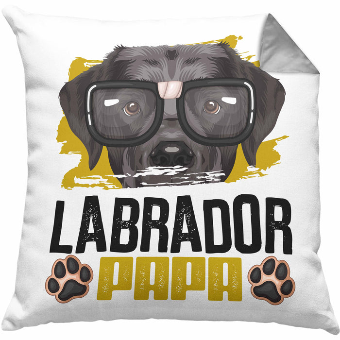 Labrador Papa Besitzer Kissen mit Füllung 40x40 Geschenk Lustiger Spruch Geschenkidee Labrador Liebhaber (Grau) Grau Trendation
