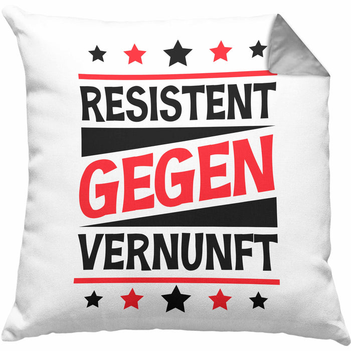 Resistent Gegen Vernunft Kissen mit Füllung 40x40 Geschenk Häferl (Grau) Grau Trendation