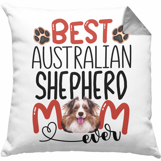 Australian Shepherd Mom Besitzerin Kissen mit Füllung 40x40 Geschenk Lustiger Spruch Geschenkidee Besitzerin Australian Shepherd Mama (Grau) Grau Trendation