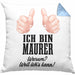 Maurer Kissen mit Füllung 40x40 Geschenk Mit Spruch Geschenkidee Lustig Männer Job (Grau) Blau Trendation