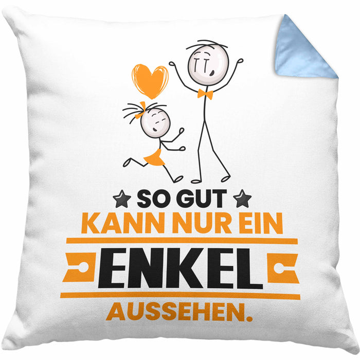 Enkel Geschenk Kissen mit Füllung 40x40 So Gut Kann Nur Ein Enkel Aussehen Geschenkidee (Grau) Blau Trendation