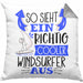 Windsurfer Kissen mit Füllung 40x40 Geschenk So Sieht Ein Richtig Cooler Windsurfer Aus Geschenkidee Spruch Lustig (Grau) Grau Trendation