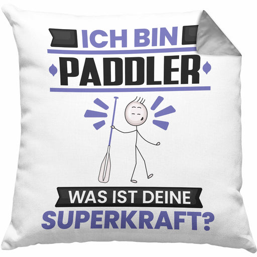 Paddler Kissen mit Füllung 40x40 Geschenk für Paddler Geburtstag Lustiger Spruch Was Ist Deine Superkraft (Grau) Grau Trendation