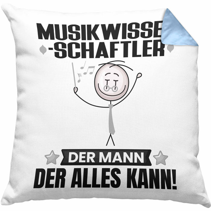 Musikwissenschaftler Kissen mit Füllung 40x40 Geschenk für Musikwissenschaftler Der Mann Der Alles Kann Geschenkidee zum Geburtstag (Grau) Blau Trendation