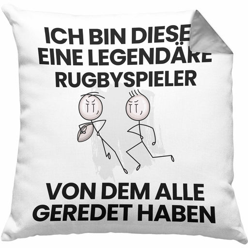 Rugbyspieler Geschenk Kissen mit Füllung 40x40 Lustige Geschenkidee Geburtstag für Rugbyspieler Ich Bin Dieser Legendäre Rugbyspieler Von Dem Alle Geredet Haben (Grau) Grau Trendation