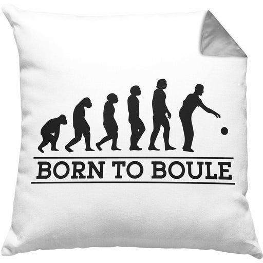 Boule Kissen mit Füllung 40x40 Geschenk Boule-Spieler Geschenkidee Spruch Geboren zum Boule (Grau) Grau Trendation