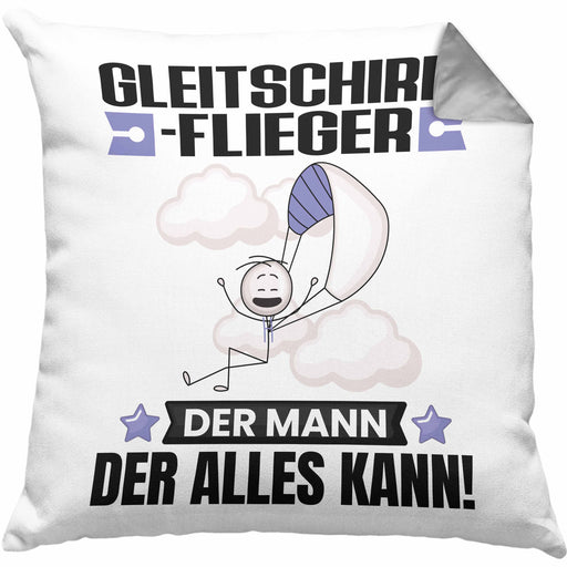 Gleitschirmflieger Kissen mit Füllung 40x40 Geschenk für Gleitschirmflieger Der Mann Der Alles Kann Geschenkidee zum Geburtstag (Grau) Grau Trendation