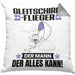 Gleitschirmflieger Kissen mit Füllung 40x40 Geschenk für Gleitschirmflieger Der Mann Der Alles Kann Geschenkidee zum Geburtstag (Grau) Grau Trendation