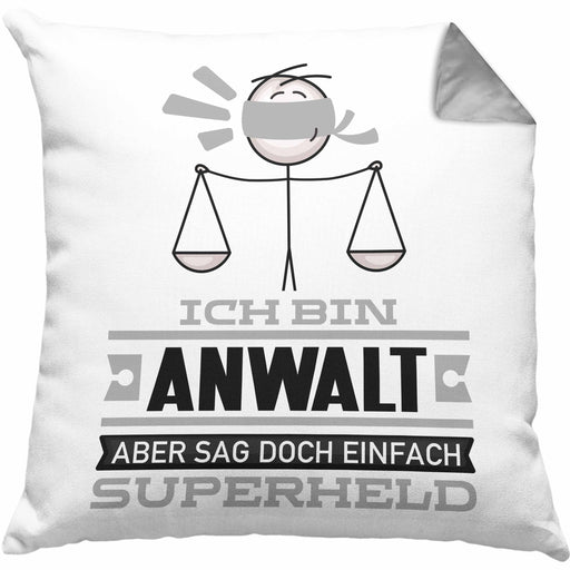 Anwalt Geschenk Kissen mit Füllung 40x40 Ich Bin Anwalt Aber Sag Doch Einfach Superheld Lustige Geschenkdiee für Anwalt (Grau) Grau Trendation