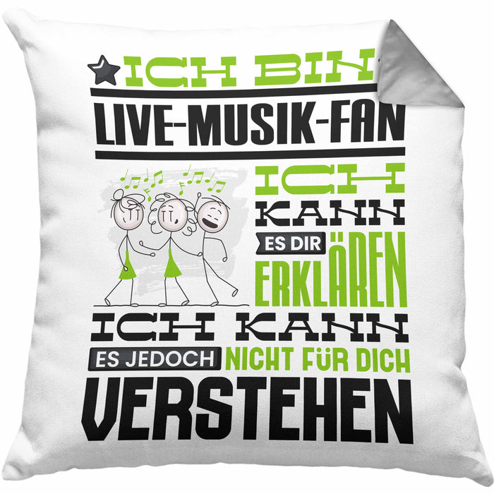 Live-Musik-Fan Geschenk Kissen mit Füllung 40x40 Lustige Geschenkdiee für einen Live-Musik-Fan Geburtstag Ich Bin Live-Musik-Fan Ich Kann Es Dir Erklären Aber Nicht Für Dich Verstehen (Grau) Grau Trendation
